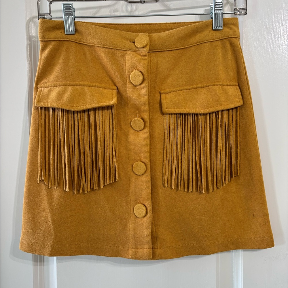 Flying Tomato Mustard Fringe A-Line Skirt